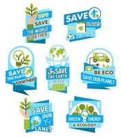 Save Earth planet icon for ecology concept design vector