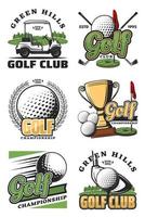 iconos de juego de golf y club deportivo vector