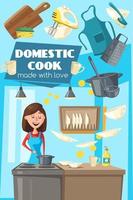 Domestic cook poster for household kitchen chores vector