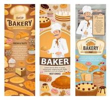 Bakery, baker, cafe and pastry shop vector