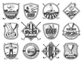 Golf sport club championship heraldic icons vector