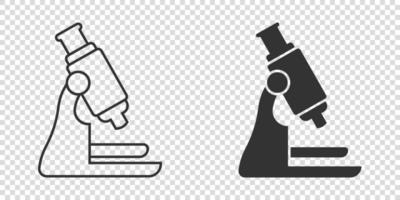 Microscope icon in flat style. Laboratory magnifier vector illustration on isolated background. Biology instrument sign business concept.