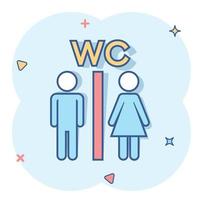 Vector cartoon man and woman icon in comic style. People sign illustration pictogram. WC toilet business splash effect concept.