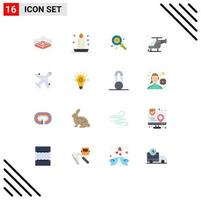 Modern Set of 16 Flat Colors and symbols such as market help candy helicopter emergency Editable Pack of Creative Vector Design Elements