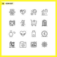 Modern Set of 16 Outlines and symbols such as shop buy galaxy science portfolio science education Editable Vector Design Elements