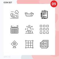 9 Thematic Vector Outlines and Editable Symbols of decision business check time calendar Editable Vector Design Elements