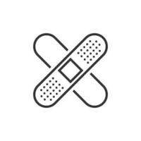 Bandage icon in flat style. Plaster vector illustration on white isolated background. First aid kit business concept.