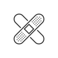 Bandage icon in flat style. Plaster vector illustration on white isolated background. First aid kit business concept.