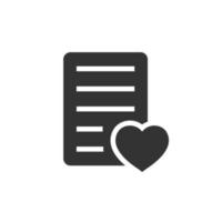 Wishlist icon in flat style. Like document vector illustration on white isolated background. Favorite list business concept.