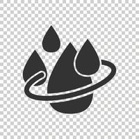 Water drop icon in flat style. Droplet vector illustration on white isolated background. Recycle sign business concept.