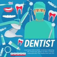 Dentist doctor and dental clinic equipment vector