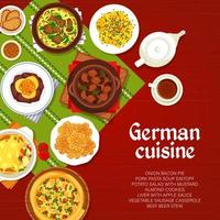 portada del menú de comidas y platos de la cocina alemana vector