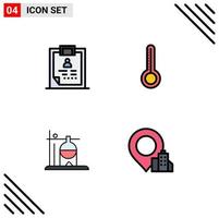 Set of 4 Modern UI Icons Symbols Signs for clipboard medical medical thermometer transfusion Editable Vector Design Elements