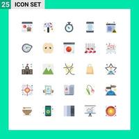 25 Universal Flat Color Signs Symbols of browser user compass smartphone interface Editable Vector Design Elements