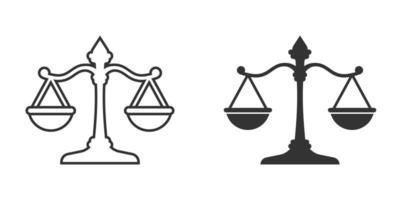 Scales icon in flat style. Libra vector illustration on isolated background. Mass comparison sign business concept.