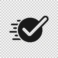 Check mark sign icon in flat style. Confirm button vector illustration on white isolated background. Accepted business concept.