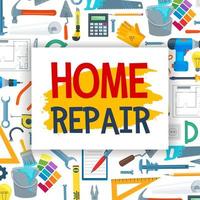 herramientas de trabajo de reparación y construcción del hogar vector