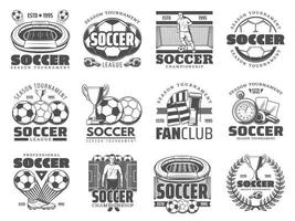 iconos de deporte de fútbol y fútbol vector