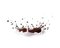 Milk and chocolate crown corona splash with drops vector