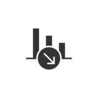 Market trend icon in flat style. Decline arrow with magnifier vector illustration on white isolated background. Decrease business concept.