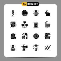 16 Universal Solid Glyphs Set for Web and Mobile Applications web badge bottle touch double Editable Vector Design Elements