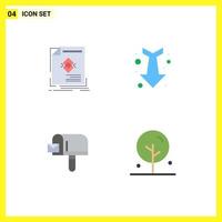 4 Universal Flat Icons Set for Web and Mobile Applications ad box magazine down shopping Editable Vector Design Elements