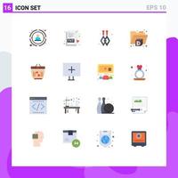 16 Universal Flat Colors Set for Web and Mobile Applications aim heart file love folder Editable Pack of Creative Vector Design Elements