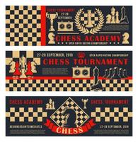 Chess academy game open tournament vector