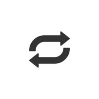Arrow rotation icon in flat style. Sync action vector illustration on white isolated background. Refresh button business concept.