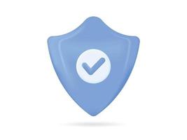 Shield check mark icon. 3d Security guaranteed icon vector