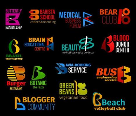 Abstract letter B business identity icons