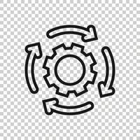 Workflow icon in flat style. Gear effective vector illustration on white isolated background. Process organization business concept.