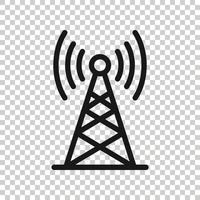 Antenna tower icon in flat style. Broadcasting vector illustration on white isolated background. Wifi business concept.