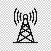 Antenna tower icon in flat style. Broadcasting vector illustration on white isolated background. Wifi business concept.