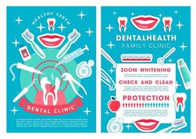 cartel de servicios de clínica dental con lista de procedimientos vector