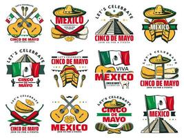 Viva Mexico icon for Cinco de Mayo mexican holiday vector