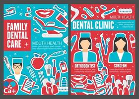 Dental clinic doctors, dentistry medicine vector