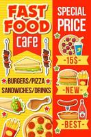 Cafe menu with fast food meals and drink vector