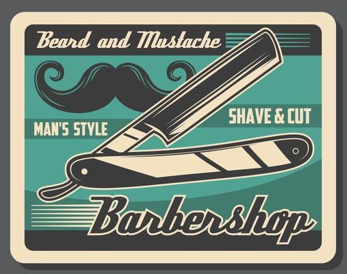 Barbershop mustache and beard razor shaving