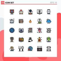 Group of 25 Filled line Flat Colors Signs and Symbols for development computer heart coding office Editable Vector Design Elements