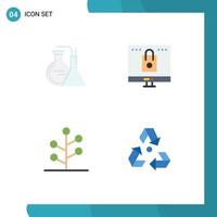 Pictogram Set of 4 Simple Flat Icons of chemicals forest energy online nature Editable Vector Design Elements