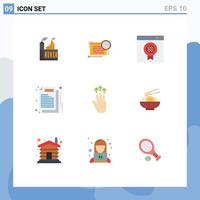 Modern Set of 9 Flat Colors and symbols such as gestures paper focus document online Editable Vector Design Elements