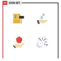 Group of 4 Modern Flat Icons Set for auction apple gravel water healthy breakfast Editable Vector Design Elements
