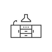 Kitchen furniture icon in flat style. Cuisine vector illustration on white isolated background. Cooking room business concept.