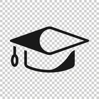 Graduation hat icon in flat style. Student cap vector illustration on white isolated background. University business concept.