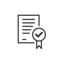 Approved document icon in flat style. Authorize vector illustration on white isolated background. Agreement check mark business concept.