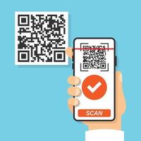 QR code scan icon in flat style. Mobile phone scanning vector illustration on isolated background. Barcode reader sign business concept.