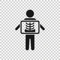 X-ray icon in flat style. Radiology vector illustration on white isolated background. Medical scan business concept.