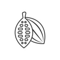 icono de grano de cacao en estilo plano. Ilustración de vector de crema de chocolate sobre fondo blanco aislado. concepto de negocio de planta de nuez.