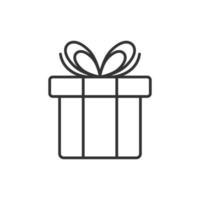 Gift box icon in flat style. Present package vector illustration on white isolated background. Surprise business concept.